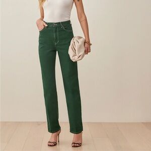 Emerald green Reformation jeans